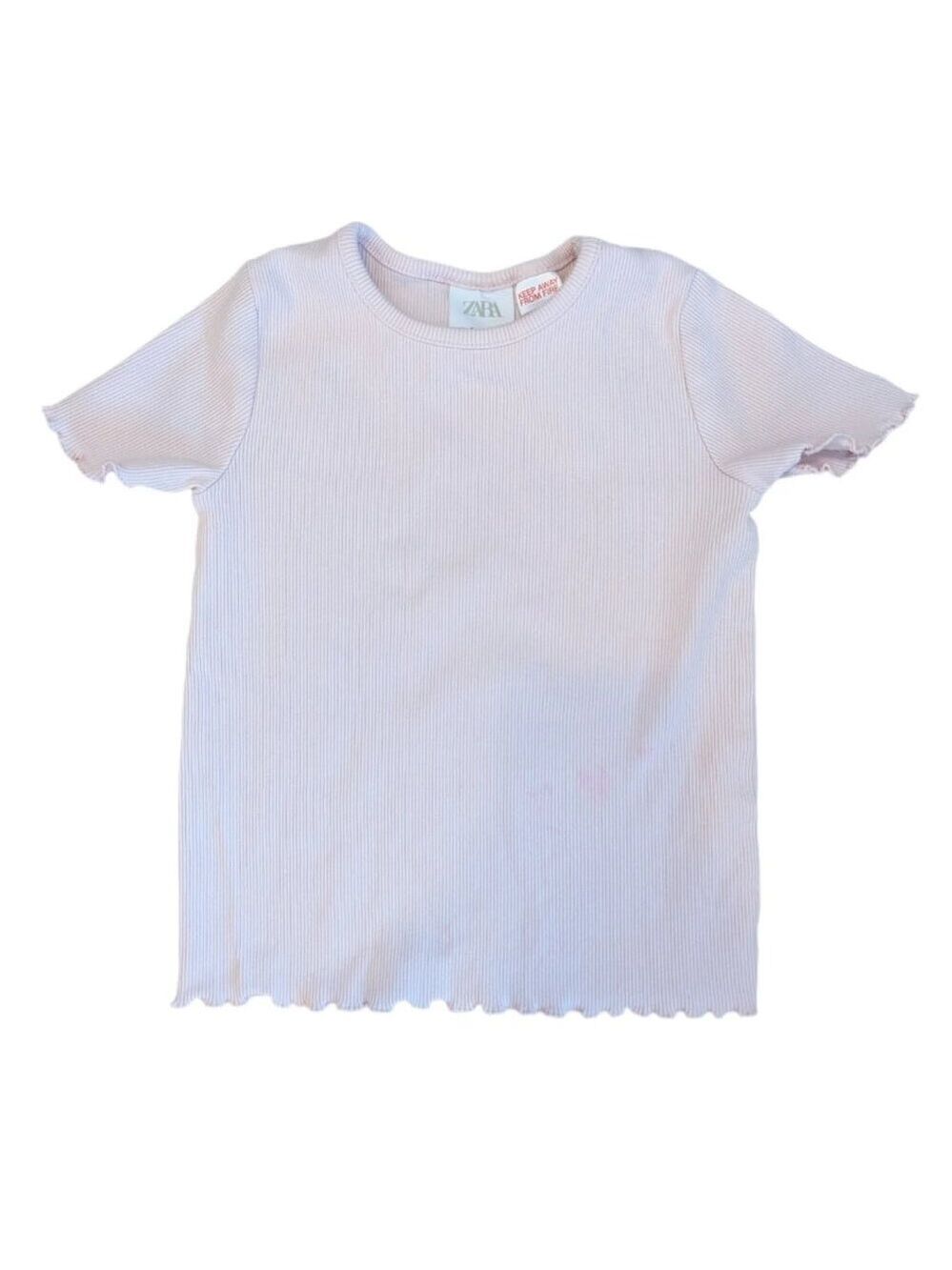 🩵4/$20‎ ZARA Pink Ribbed Lettuce Hem T-Shirt 3T